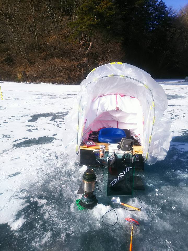 ワカサギ カタツムリテント フレーム 上州屋 氷上 穴釣り ぽかっ